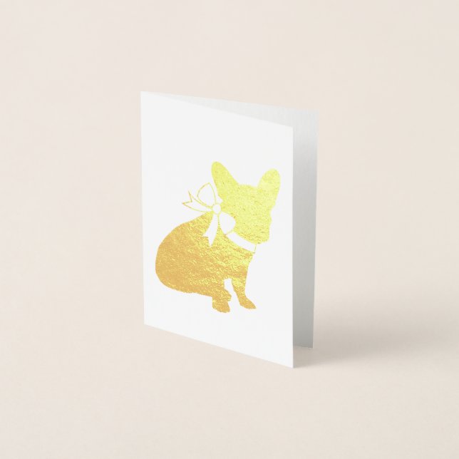 Cartes de notes Bulldog françaises avec flacon or (Devant)