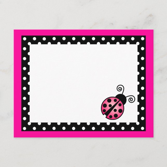 Cartes de notes de fin rose Ladybug Flat Merci (Devant)