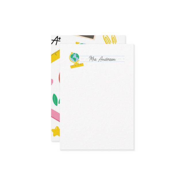 Cartes de notes de l'enseignant Stationery Cute Gl (Devant/Arrière en situation)