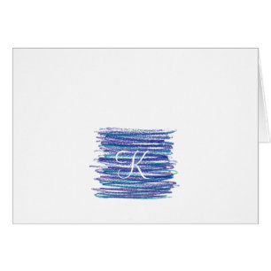 Cartes de notes de monogrammes de script - Bleu Sc