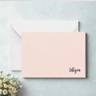 Cartes de notes de nom manuscrite beige