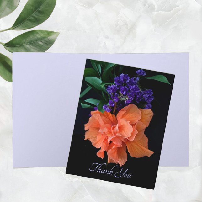 Cartes de notes florales d'Hibiscus orange vibre (Créateur téléchargé)