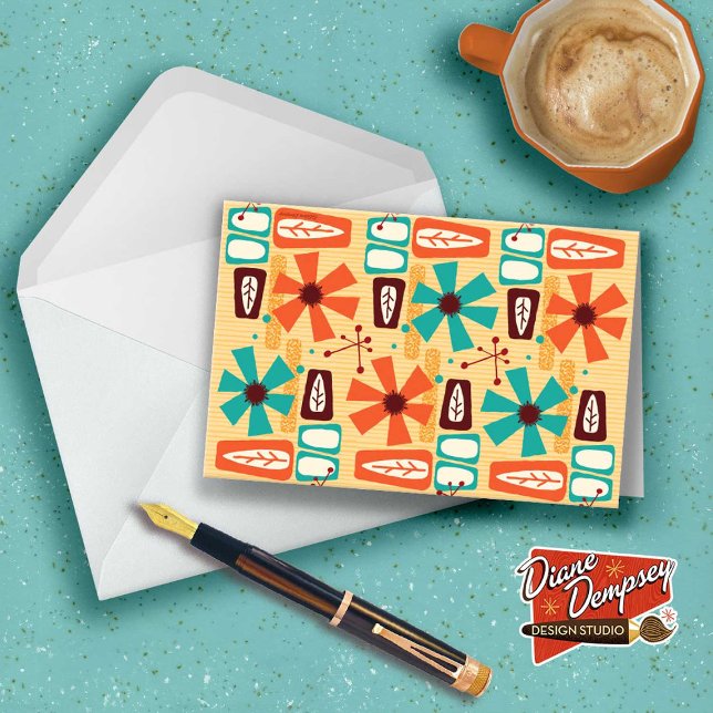 Cartes de notes florales Tiki du milieu du siècle (Créateur téléchargé)