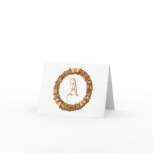 Cartes de notes monogrammes de couronne orange