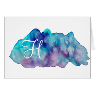 Cartes de notes Monogrammes simples - Eaux bleues