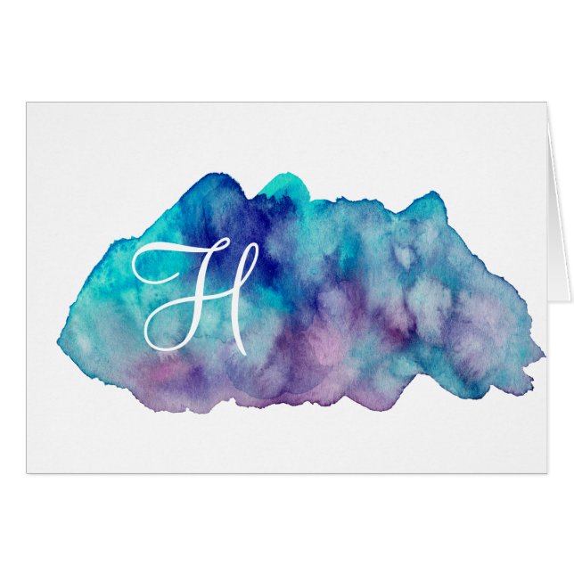 Cartes de notes Monogrammes simples - Eaux bleues (Devant horizontal)