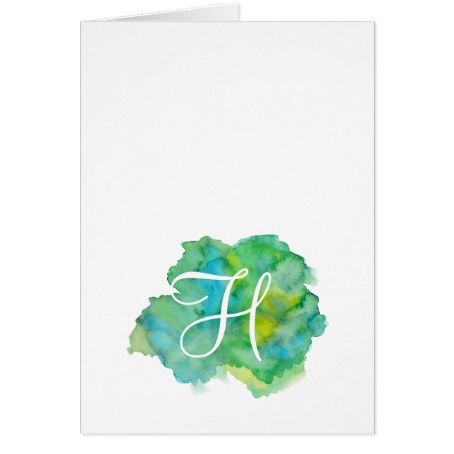 Cartes de notes Monogrammes simples - Eaux vertes (Devant)