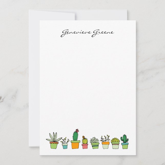 Cartes de notes Monogrammes Succulentes (Devant)