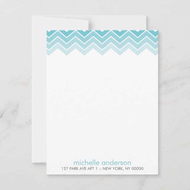 Cartes de notes Motif Aqua Ombre Zig Zag Chevron (Devant)