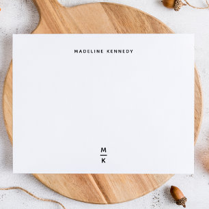 Cartes de notes nominatives minimalistes monogramm