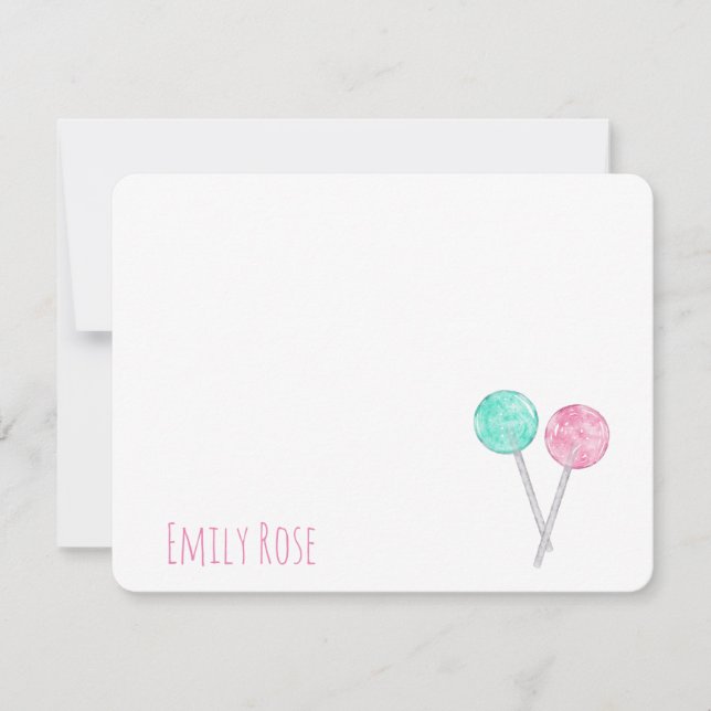 Cartes de notes personnalisées à l'aquarelle sucet (Devant)