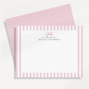 Cartes de notes personnalisées à nœud rayé rose él