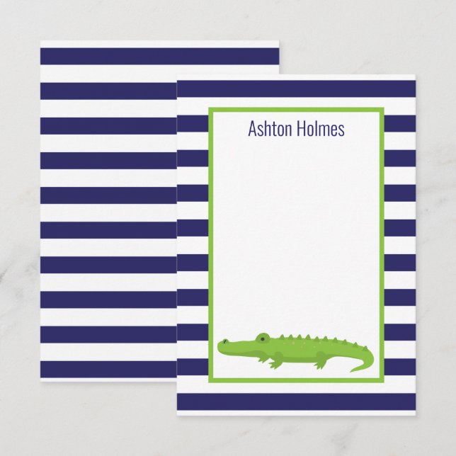 Cartes de notes personnalisées Alligator Rugby Str (Devant / Derrière)
