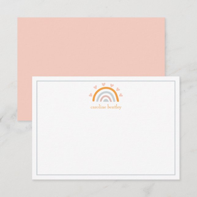 Cartes de notes personnalisées Arc-en-ciel dessiné (Devant / Derrière)