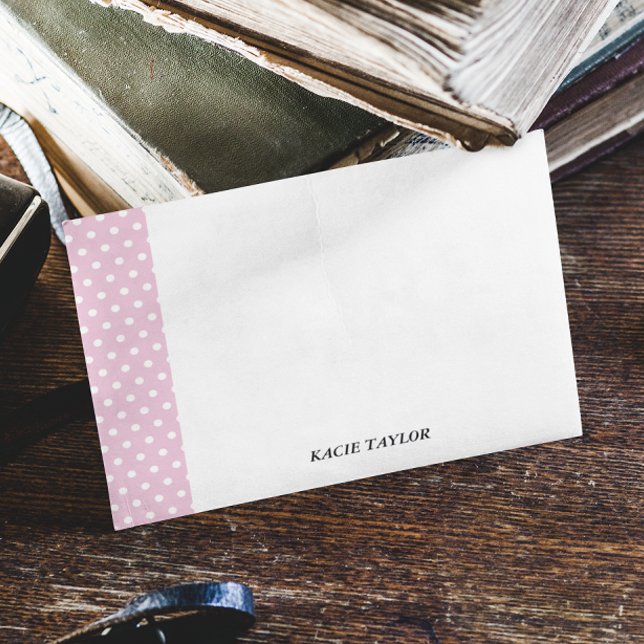 Cartes de notes personnalisées avec points rose vi (Créateur téléchargé)