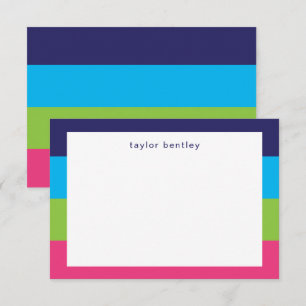 Cartes de notes personnalisées Bright Rugby Stripe