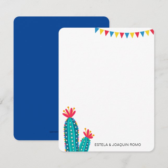 Cartes de notes personnalisées Cactus Fiesta (Devant / Derrière)