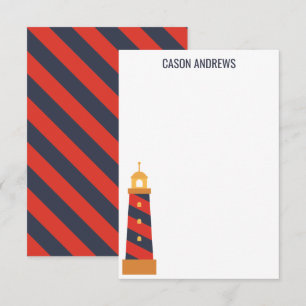 Cartes de notes personnalisées du phare rayé