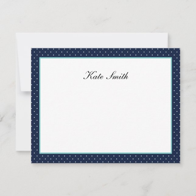 Cartes de notes personnalisées - Marine Bleue & Aq (Devant)