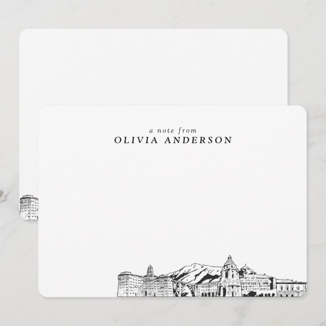 Cartes de notes personnalisées Pasadena Skyline Sk (Devant / Derrière)