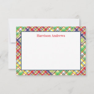 Cartes de notes personnalisées Plaid Madras