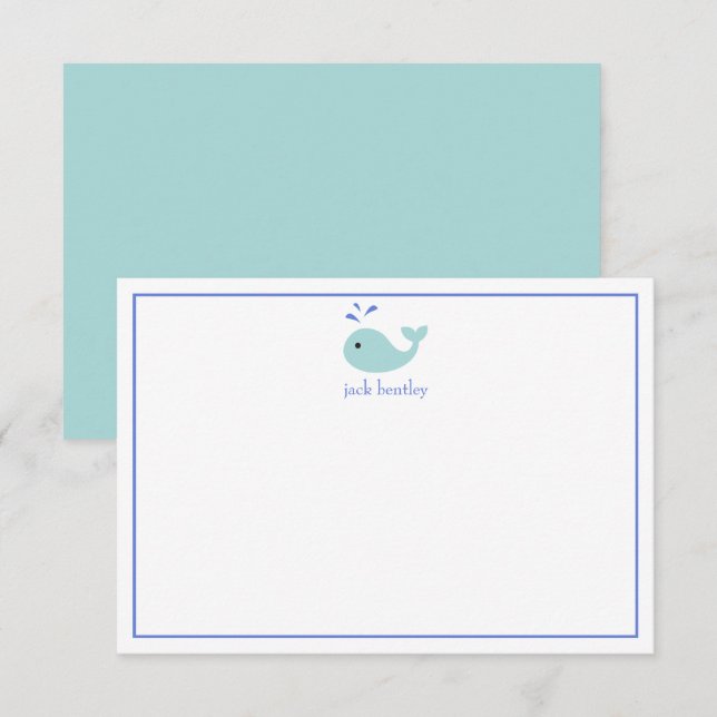Cartes de notes personnalisées pour baleines migno (Devant / Derrière)