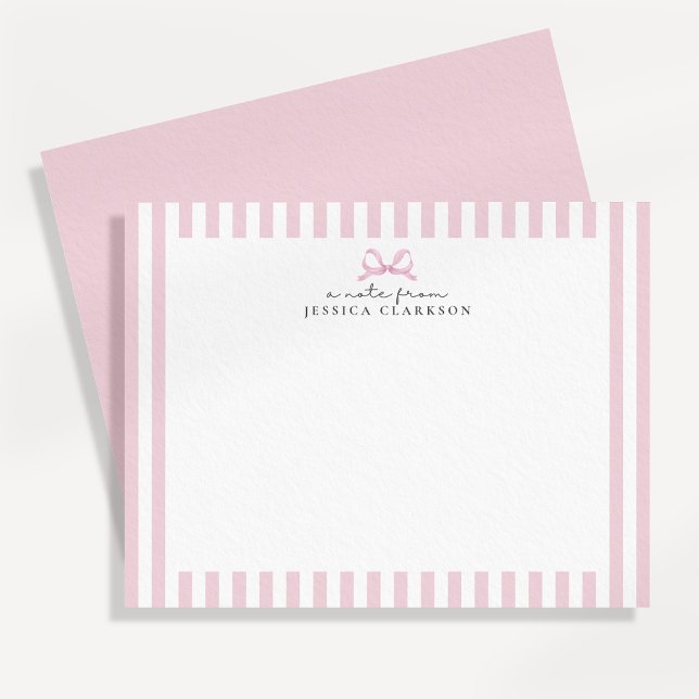 Cartes de notes personnalisées Preppy Rose Striped (Créateur téléchargé)
