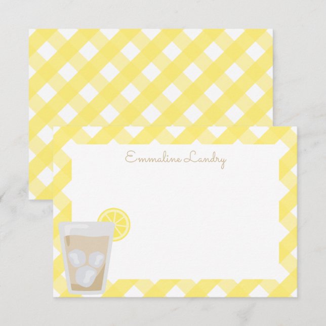 Cartes de notes personnalisées Thé sucré & Gingham (Devant / Derrière)