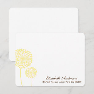 Cartes de notes plates des Dandelions jaunes
