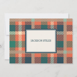 Cartes de notes plates Tartan orange vert et brûlé