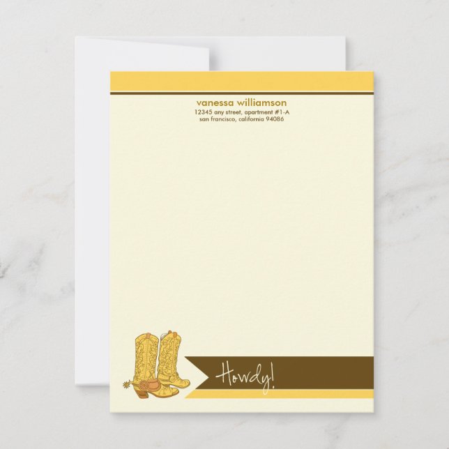 Cartes de notes plats personnalisées pour les bott (Devant)