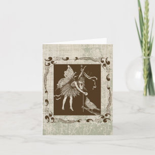 Cartes de notes pliées Fées vintages et oiseaux