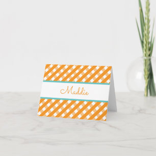 Cartes de notes pliées personnalisées En vichy