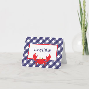 Cartes de notes pliées personnalisées En vichy cra