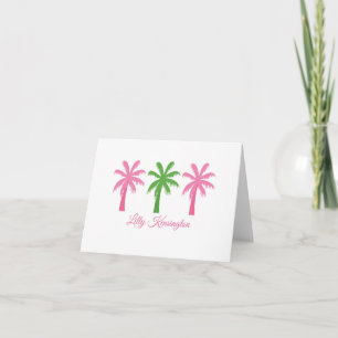 Cartes de notes pliées Pink & Green Palm Trees Pre