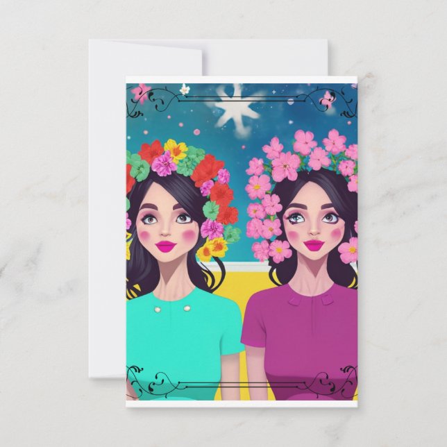 Cartes de notes pour dames en fleurs (Devant)