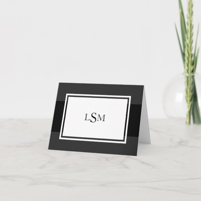 Cartes de notes pour monogrammes à bande noire élé (Devant)