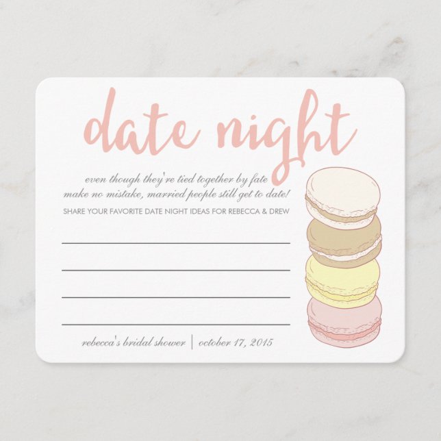 Cartes de nuit Date Fête des mariées | Macarons fr (Devant)