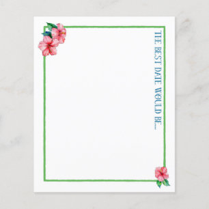Cartes de nuit Fête des mariées tropicale Activité