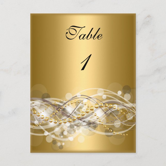Cartes de Numéro de Table Blanc Or (Devant)