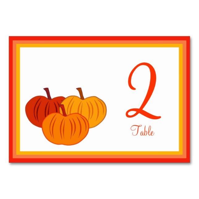 Cartes De Numéro De Table Colorées Avec Citrouille (Devant)
