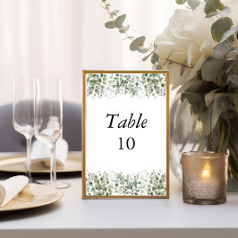Cartes de numéro de table de mariage à la verdure 