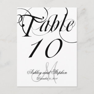 Cartes de numéro de table de mariage monochrome à 