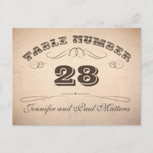 Cartes de numéro de table de typographie vintage