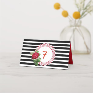 Cartes de numéro de table des Mariages de rose noi