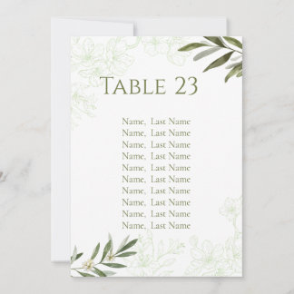Cartes de numéro de table élégantes à motif floral