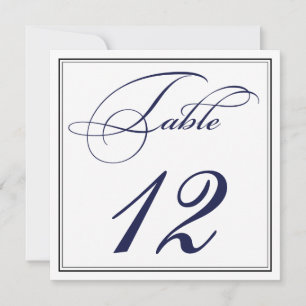 Cartes de numéro de table élégantes en bleu marine