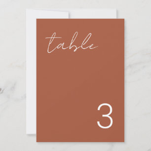 Cartes de numéro de table en terre cuite minimalis