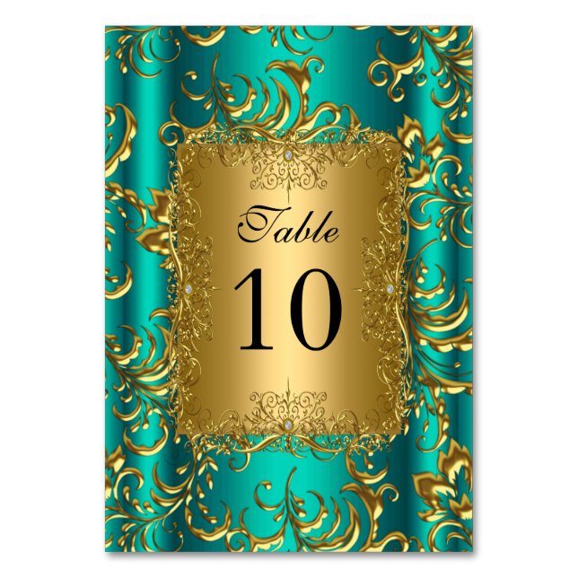 Cartes de numéro de table Jade Vert Or (Par défaut)