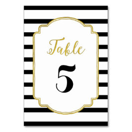 Cartes de numéro de table Mariage Gold Black Strip